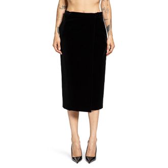 Saint Laurent Midi Wrap Skirt in Cotton Velvet