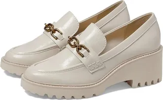 Dolce Vita Womens Dolce Vita Harlen Loafer Ivory Patent Leather Block Heel HTAT249