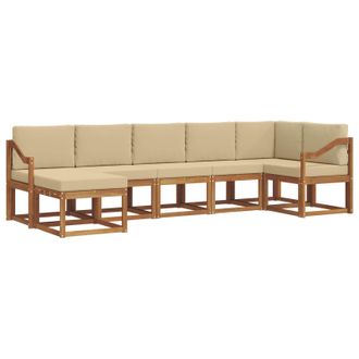 vidaXL Conjunto De Sof&aacute;s De Exterior Con Coj&iacute;n 7 Pcs Natural Y Beige Vidaxl