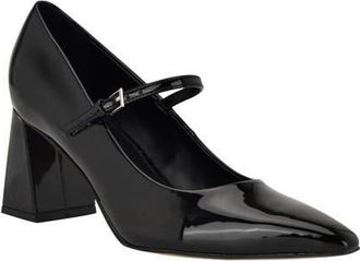 Calvin Klein Naprina Pointed Toe Mary Jane Pump in Black Patent at Nordstrom, Size 6.5