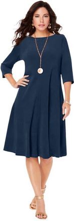 Roaman's Velour Swing Drape Dress in Navy at Nordstrom, Size 40