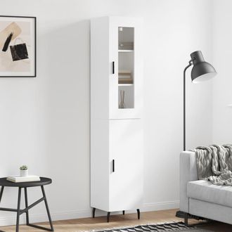vidaXL Aparador Alto Madera Contrachapada Blanco 34,5x34x180 Cm Vidaxl