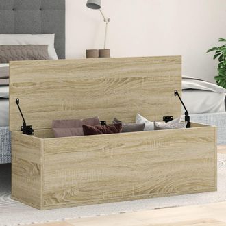 Berkfield Home Storage Box Sonoma Oak 102x35x35 cm Engineered Wood in Brown | Size: 102 x 35 x 35 cm