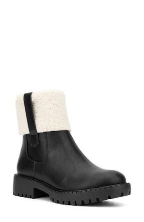 New York & Company Nelli Faux Shearling Collar Boot in Black at Nordstrom Rack, Size 11