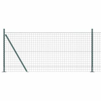 Berkfield Home Euro Fence with 13 Flanged Posts 0.8x25 m Galvanised Steel in Green