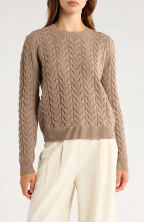 Max Mara Aramis Cashmere Cable Knit Sweater in Camel at Nordstrom, Size Medium