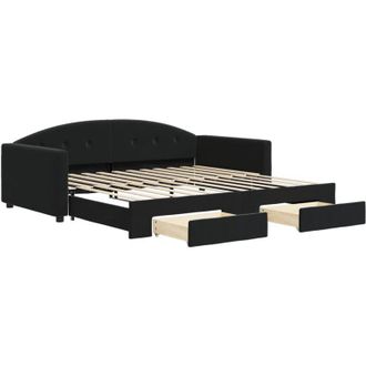 vidaXL Sof&aacute; Cama Nido Con Cajones Terciopelo Negro 100x200 Cm Vidaxl