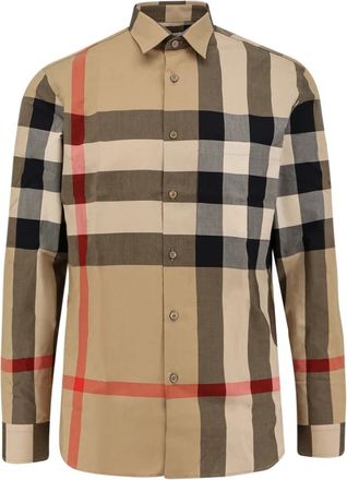 Burberry Casual Shirts, male, Multicolor, L, Check Pattern Cotton Shirt