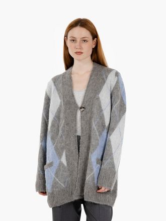 SOLOTRE Cardigan losanghe alluminio / ceruleo