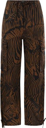 Max Mara Womens Printed Twill Periodi Cargo Pant - Brown Cotton - Size EU 34 (Womens)