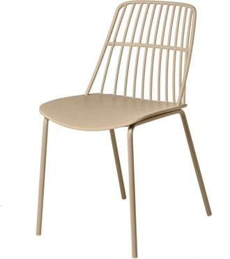 Koketto Home Silla de polipropileno con asiento a rayas y patas de metal beige