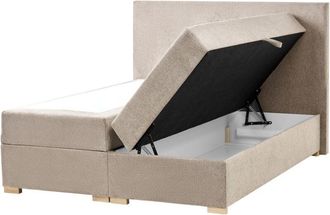 Beliani Divan Bed with Storage Taupe Fabric EU Double Size 4ft6 Upholstered with Storage Modern Style MAJOR