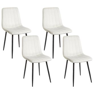 Beliani Beliani - Conjunto De 4 Sillas De Comedor Moderno Patas De Hierro Terciopelo Blanco Crema Kalispell