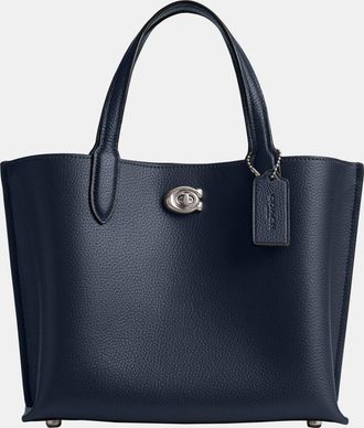 Coach Womens Willow Tote Bag 24 - Dark Blue Leather - One Size
