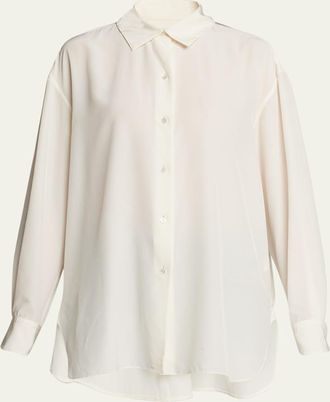 Nili Lotan Julien Oversized Button Down Silk Shirt