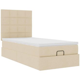 vidaXL Estructura De Cama Otomana Con Colch&oacute;n Tela Crema 90x190cm Vidaxl
