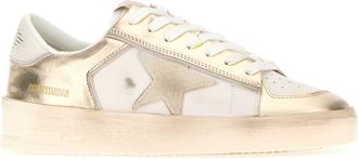 Golden Goose Womens Two-Tone Leather Stardan Sneakers Platinummilkbeige