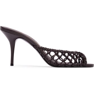 Black Suede Studio Peach 80 Mule in Black Coffee Leather at Nordstrom, Size 39.5