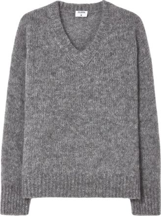Filippa K Hairy Alpaca V-neck Sweater - Dames - V-hals truien - Grijs - S - Truien & Vesten