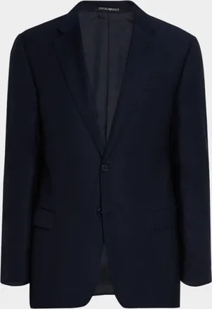 Emporio Armani Two-Button Wool Blazer, Navy