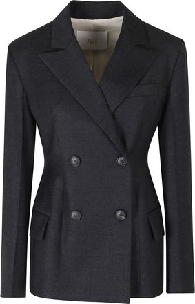 Tela Black Florence Notched Lapel Wool-Blend Blazer