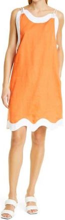 Staud Renata Linen Sundress in Tangerine White at Nordstrom Rack, Size X-Small