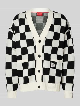 HUGO BOSS Strickjacke mit Label-Stitching Modell Skeeches in Kitt, Gr&ouml;&szlig;e XXL