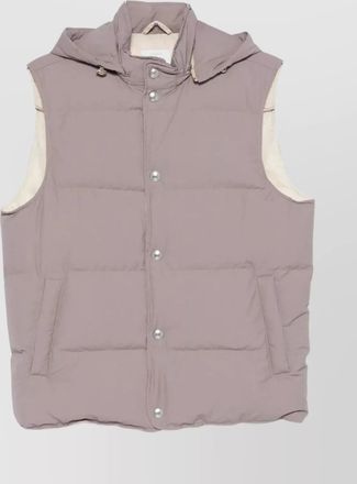 Eleventy hooded sleeveless quilted jacket pockets