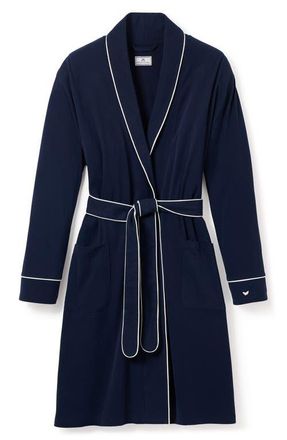 Petite Plume Luxe Pima Cotton Maternity Robe in Navy at Nordstrom, Size X-Small