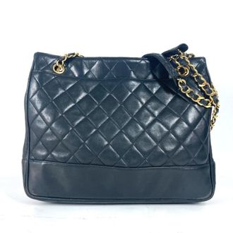 Chanel Black Gold Leather Shoulder Bag Tote Bag (Pre-Owned)