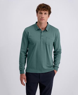 Pierre Cardin Langarm-Poloshirt PIERRE CARDIN, Herren, Gr. XL, sagebrush gr&uuml;n, Jersey, Obermaterial: 100% Baumwolle, normal normal, Shirts Langarm-Poloshirt, Brustt