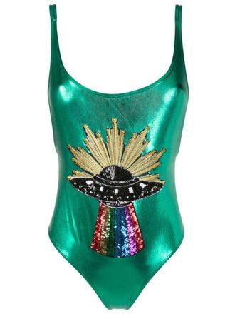 Brigitte Carnaval/Festival sequin-embellished metallic one-piece - women - Polyamide/Spandex/Elastane - GG - Green