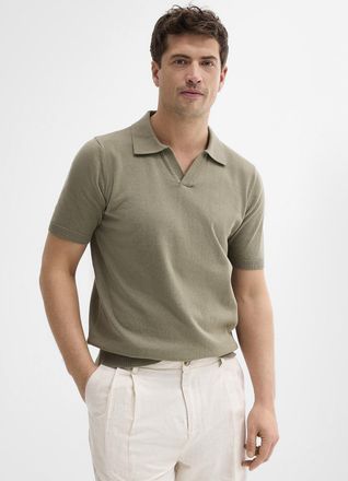 Le 31 Mens Organic cotton knit Johnny collar polo