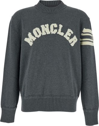 Moncler Grey Crew Neck Logo Sweater