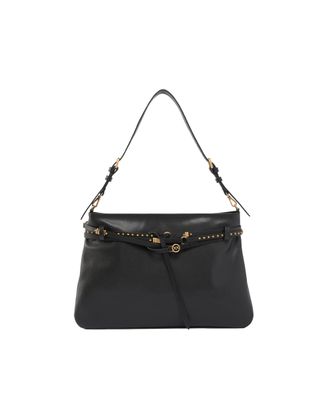 Pinko Black Smooth Leather Flat Trapezoid Belt Bag