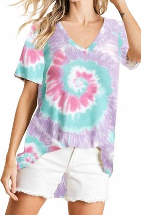Bibi Cypress Tie Dye Top In Lavender Multi