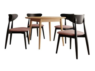 Mirjan24 Conjunto De Mesas Y Sillas Para Comedor Racine 134, Magic Velvet 2258 + Negro, 76x0x0cm, Di&aacute;metro: 120, N&uacute;mero De Asientos: 4, Estilo: Contemporary