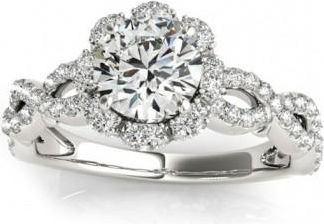 Allurez Twisted Halo Lab Grown Diamond Flower Engagement Ring Setting 14k W. Gold 0.63ct