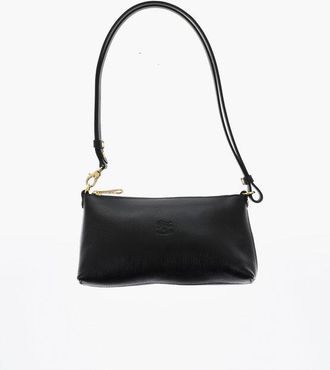IL BISONTE Solid Color Textured Leather Shoulder Bag size Unica