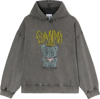 Ganni graphic hoodie - women - Fabric - S - Grey