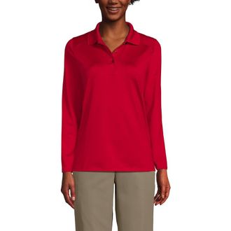 Lands End School Uniform Long Sleeve Feminine Fit Rapid Dry Polo Shirt in Red at Nordstrom, Size Xx-Small