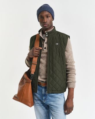 GANT Men Quilted Windcheater Vest (L) DARK MOSS GREEN