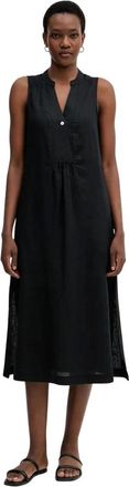 Benetton Vestido Midi de Lino - Dresses - Mujer - Negro - S