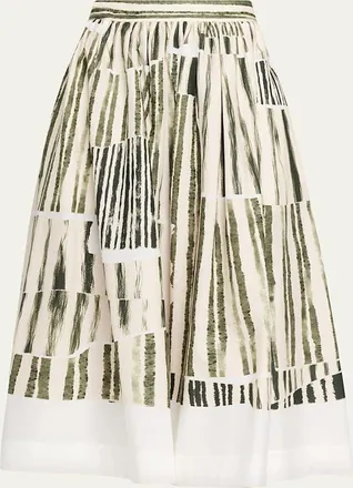 Jason Wu Stripe Collage A-Line Midi Skirt
