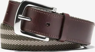 Cole Haan Mens Striped Canvas Stretch Belt - Beige Size 32