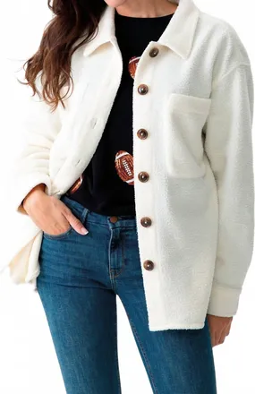 Shiraleah Get Loud Sherpa Shacket In Ivory