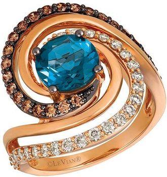 Le Vian Deep Sea Blue Topaz 14K Rose Gold 2.81 Ct. Tw. Diamond & London Blue Topaz Ring