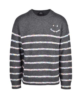 Paul Smith Grey Striped Wool-Blend Crewneck Sweater
