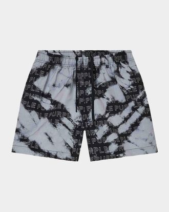 Purple Men & apos;s All Around Monogram Swim Shorts