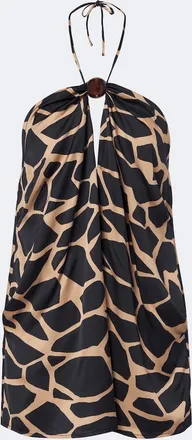 Faithfull The Brand Animal-print halterneck satin top